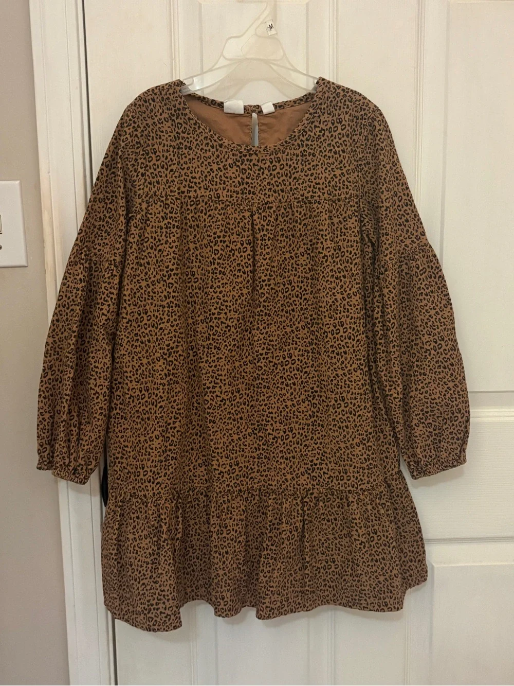 GAP Leopard Print Corduroy Long Sleeve Dress